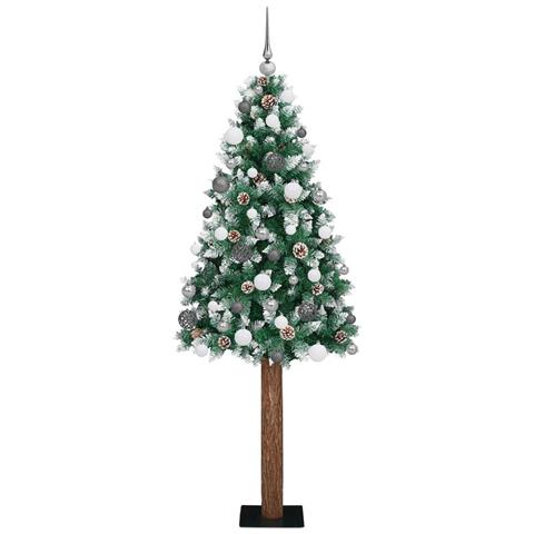 Slim Christmas Tree Luci e Set di Palline Verde 210 cm PVC - Foto 2