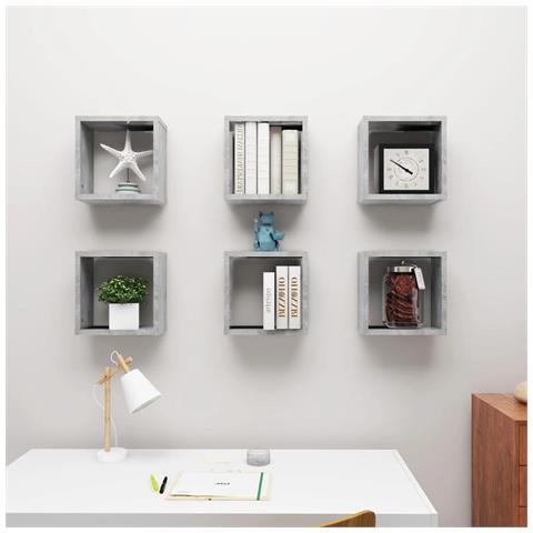 Lusso Casadino -  Mensole Parete A Cubo 6 Pz Grigio Cemento 30x15x30 Cm - Foto 2