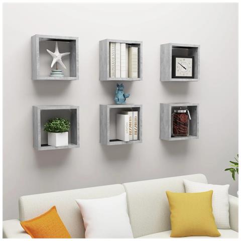 Lusso Casadino -  Mensole Parete A Cubo 6 Pz Grigio Cemento 30x15x30 Cm - Foto 8