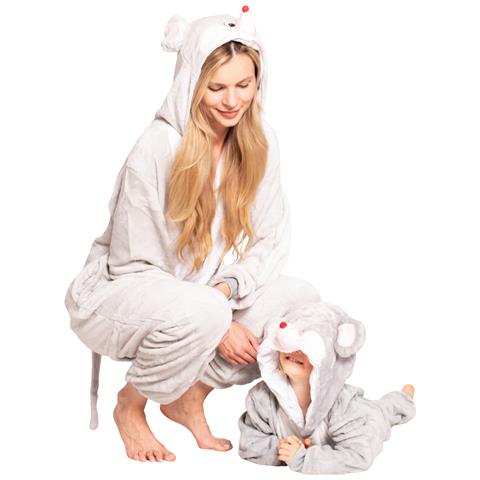 Pigiama Per Bambini Kigurumi Tuta Costume Topo Grigio 125-135 Cm - Foto 2