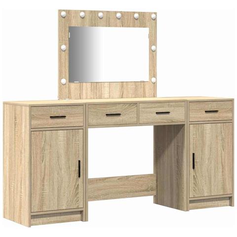 Tavolo da Trucco con cassetto 3 pcs Marrone 40 x 41 x 75 cm - Foto 1