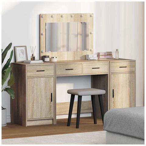 Tavolo da Trucco con cassetto 3 pcs Marrone 40 x 41 x 75 cm - Foto 2