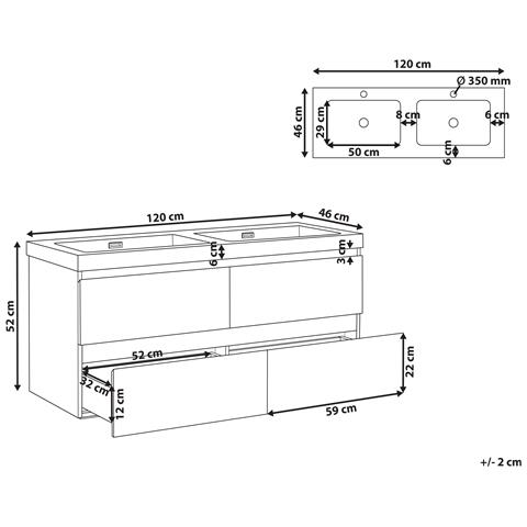 Mobiletto A Muro Con Doppio Lavabo Cardiel 120 Cm Marrone Scuro - Foto 7