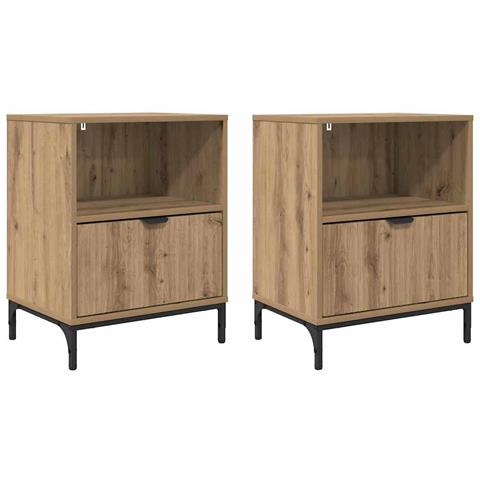 Comodini con cassetto 2 pcs rovere artigianale 49 x 36 x 61 cm - Foto 1
