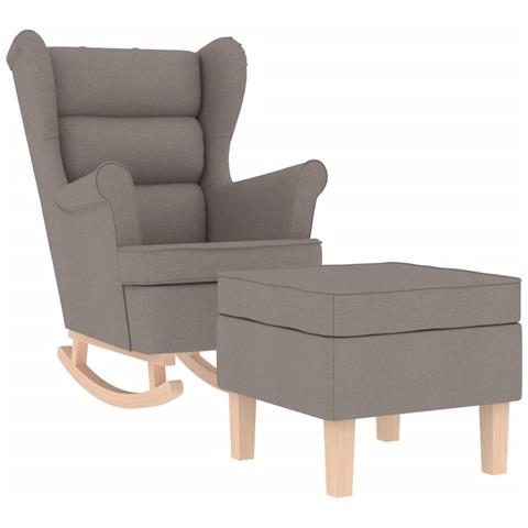 Poltrona a Dondolo con Poggiapiedi Tortora in Tessuto - Foto 1