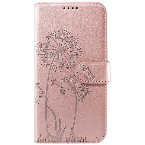 Custodia A Portafoglio Per Iphone Air Premium Design Fiori Farfalla, Rosa Champagne - Foto 1