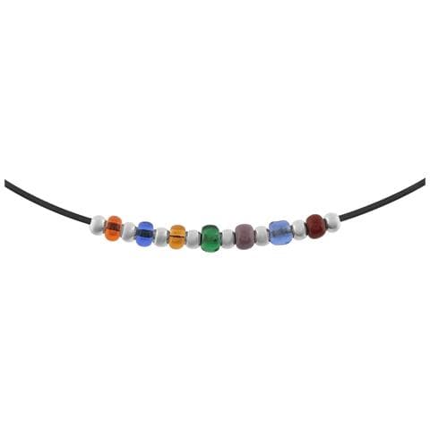 Girocollo In Argento Sterling 925 Con Pelle E Sw Multicolore - Foto 3