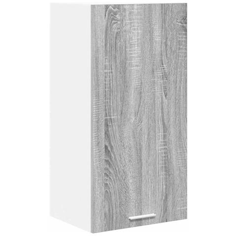 Armadio pensile Riga Grigio Sonoma e Bianco 40 x 31 x 80 cm - Foto 1