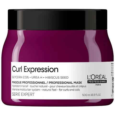 L'oreal Professionnel, Serie Expert Curl Expression, Glicerina 2,5% + Urea H + Semi Di Ibisco, Maschera Crema Trattamento Capelli, Idratazione Intensa, 500 Ml - Foto 1