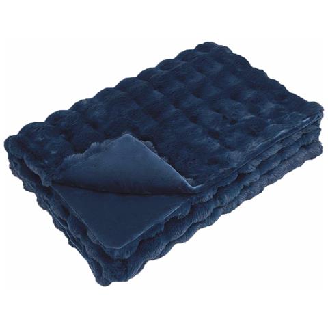 Coperta antiscivolo in finta di coniglio Olite Blu Marino - Foto 1