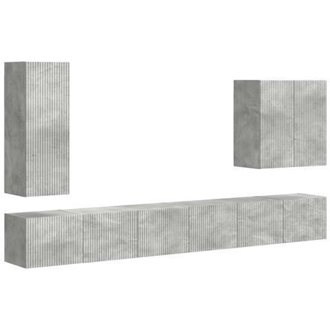 Set di Mobiletto da TV a Parete 6 pcs Grigio cemento - Foto 1