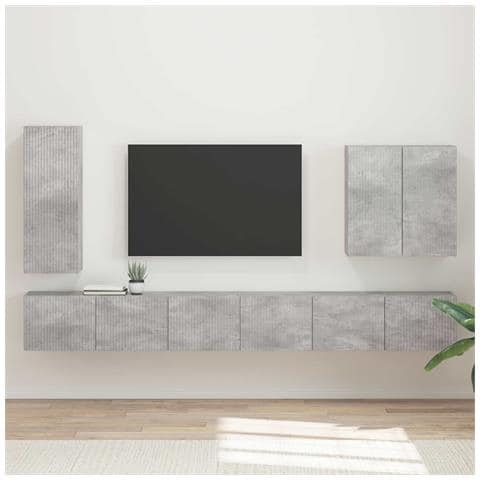 Set di Mobiletto da TV a Parete 6 pcs Grigio cemento - Foto 2