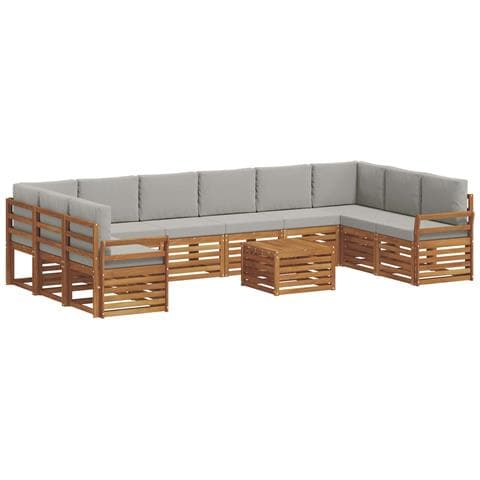 Set divani con cuscino 11 pcs Grigio Naturale e Chiaro - Foto 1
