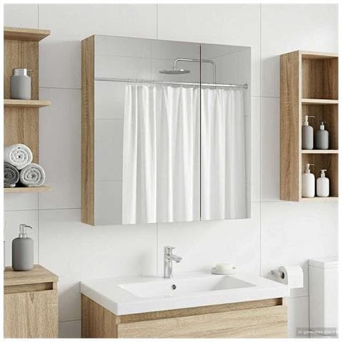 Mobiletto per specchio da bagno Rovere Sonoma 60 x 14,5 x 70 cm - Foto 2