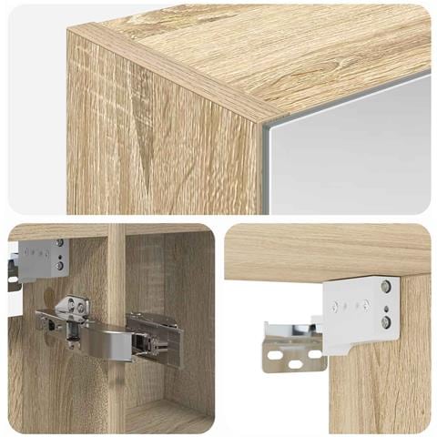 Mobiletto per specchio da bagno Rovere Sonoma 60 x 14,5 x 70 cm - Foto 9