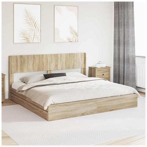 Struttura del letto con stoccaggio e testata Rovere Sonoma - Foto 2