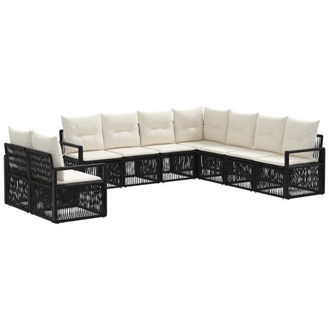 Set Divano da Giardino 9 pcs Nero polyrattan - Foto 1