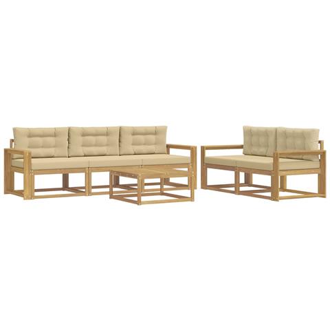 Set di divani da esterno con cuscino 6 pcs Bianco e Beige - Foto 1