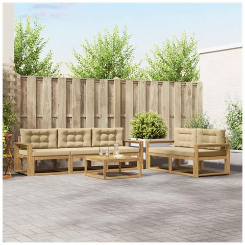 Set di divani da esterno con cuscino 6 pcs Bianco e Beige - Foto 2