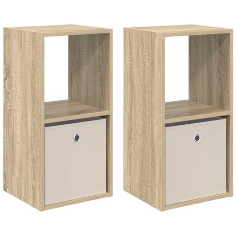 Comodino con cassetto 2 pcs Rovere Sonoma 35 x 32 x 68,5 cm - Foto 1