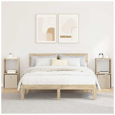 Comodino con cassetto 2 pcs Rovere Sonoma 35 x 32 x 68,5 cm - Foto 2