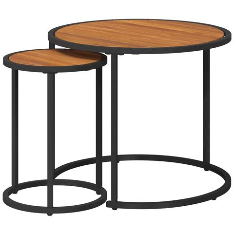 Set di Tavolini da Caffè 2 pcs Naturale e Nero 55 x 55 x 45 cm - Foto 1