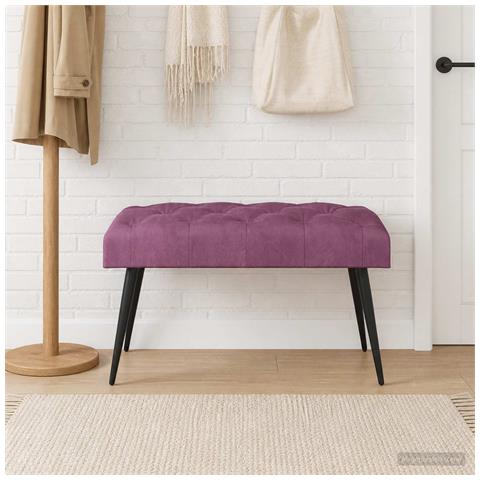 Panchina con bottoni imbottiti Viola 80 x 40 x 46 cm Velluto - Foto 2