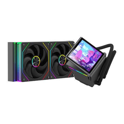Dissipatore AIO Glacier View 240, Radiatore 240mm, Display IPS 4.0'', 2 Ventole ARGB PWM, MB Sync - Foto 1