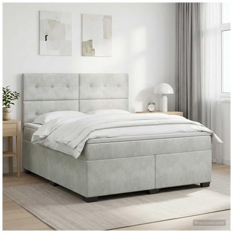 Letto box spring con materasso Grigio Chiaro 140 x 190 cm - Foto 2