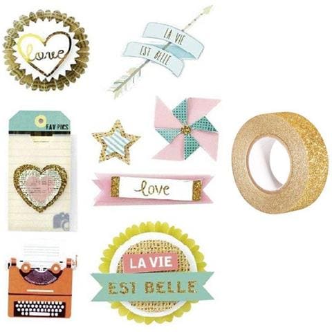 8 Adesivi Divertente Con Effetto 3d 5 Cm + Washi Tape Dorato 5 M - Foto 2