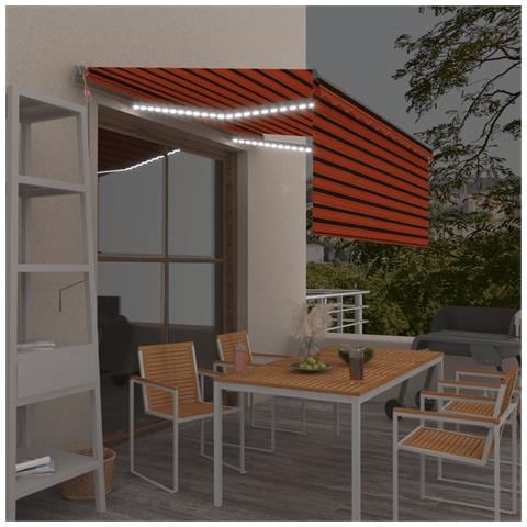 Tenda Da Sole Parasole Sensore Vento Led 3x2,5m Arancio Marrone - Foto 2