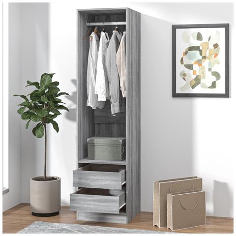 Armadio Con Cassetti Grigio Sonoma 50x50x200 Legno Multistrato - Foto 6