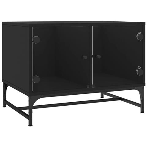 Tavolino Da Salotto Con Ante In Vetro Nero 68,5x50x50 Cm - Foto 2