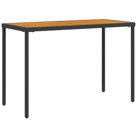 Tavolo Giardino Piano Legno Acacia Nero 115x54x74cm Polyrattan - Foto 2