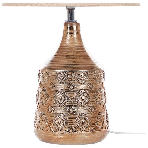 Lampada Da Tavolo Wari Ceramica Marrone Dorato - Foto 2