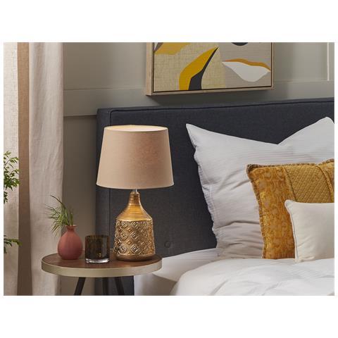 Lampada Da Tavolo Wari Ceramica Marrone Dorato - Foto 1