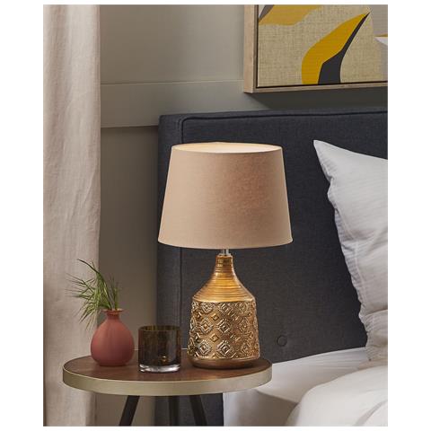 Lampada Da Tavolo Wari Ceramica Marrone Dorato - Foto 8