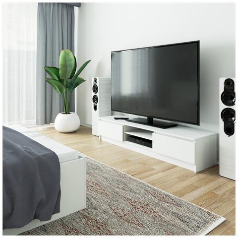 Mobiletto TV, 2 ante, 160x40x33 cm, Colore Bianco - Foto 5