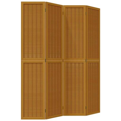 Divisorio Ambienti 4 Pannelli Marrone Legno Massello Paulownia - Foto 2