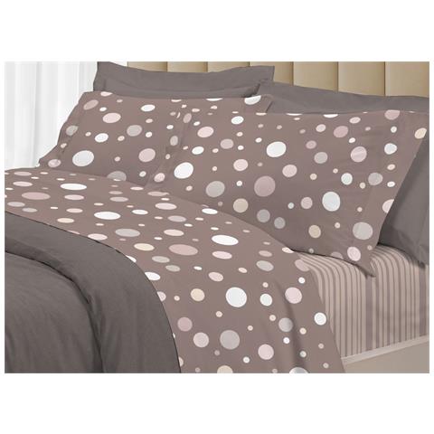 Completo Lenzuola Letto 100% Cotone Made Italy 3027 Disegno La Palla Matrimoniale Tortora - Foto 1