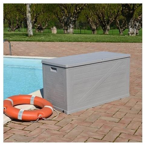 Baule Cassapanca In Resina Multiuso Con Ruote Spostamento 120x57x63 Wood - Foto 2