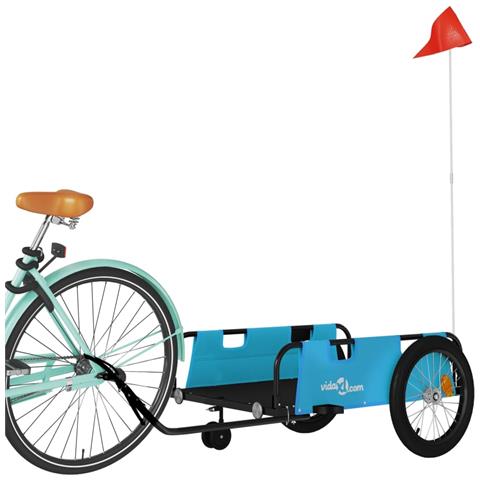Rimorchio Da Bici Blu E Nero In Tessuto Oxford E Ferro - Foto 3