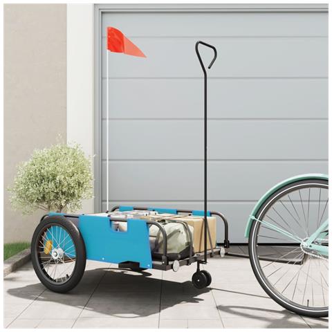 Rimorchio Da Bici Blu E Nero In Tessuto Oxford E Ferro - Foto 1