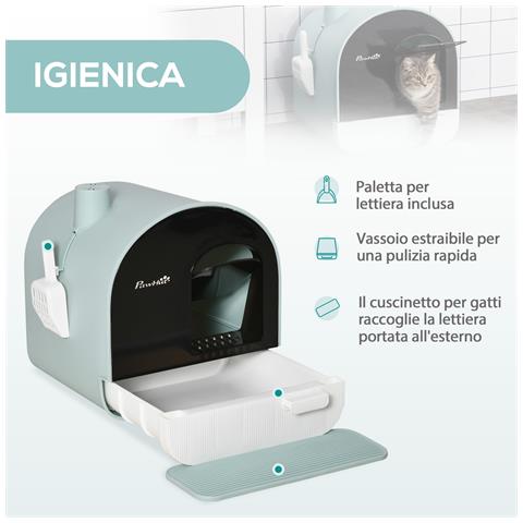 Lettiera Per Gatti Chiusa Con Filtri, Paletta E Vassoio, Struttura In Pp, 43x44x47cm, Verde - Foto 6