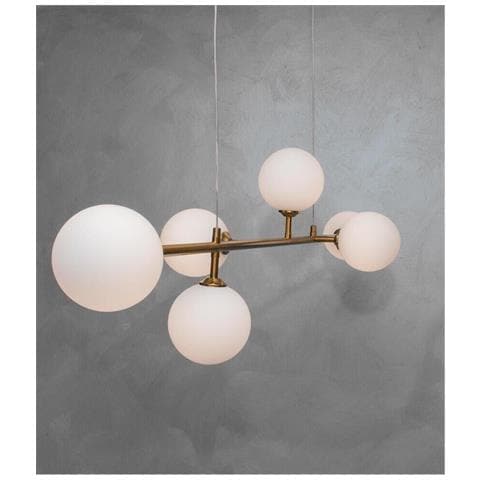 Lampadario A Sospensione 6 Sfere Sfera In Vetro Bianco Attacco G9 Moderno - Foto 2