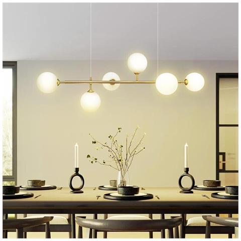 Lampadario A Sospensione 6 Sfere Sfera In Vetro Bianco Attacco G9 Moderno - Foto 7