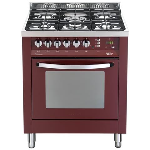 Cucina Elettrica PR76GVT /C 5 Fuochi a Gas Forno Elettrico Multifunzione Termoventilato Classe A Dimensioni 70 x 60 cm Colore Borgogna - Foto 1