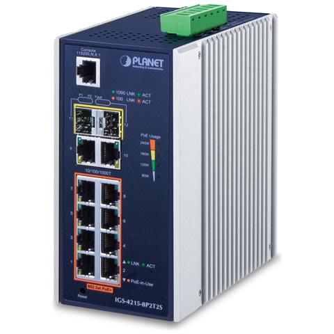 IGS-4215-8P2T2S switch di rete Gestito L2/L4 Gigabit Ethernet (10/100/1000) Supporto Power over Ethernet (PoE) Blu, Argento - Foto 1