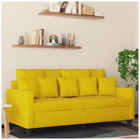 Divano A 2 Posti Giallo 140 Cm In Velluto - Foto 1