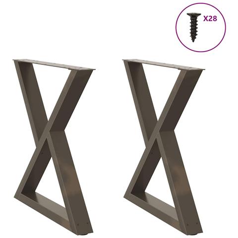 Gambe Per Tavolo Da Pranzo 2pz Naturale 70x(72-73,3)cm Acciaio - Foto 1